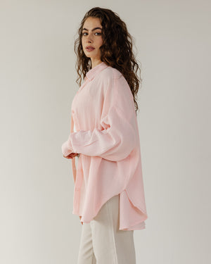 Cotton Muslin Shirt in Salmon