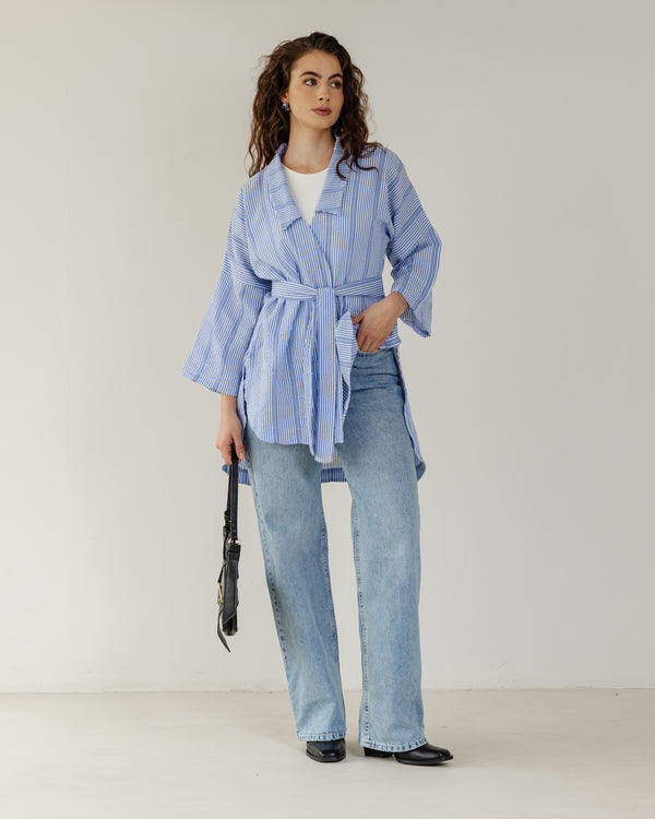 Swept Away Shirt in Striped Blue