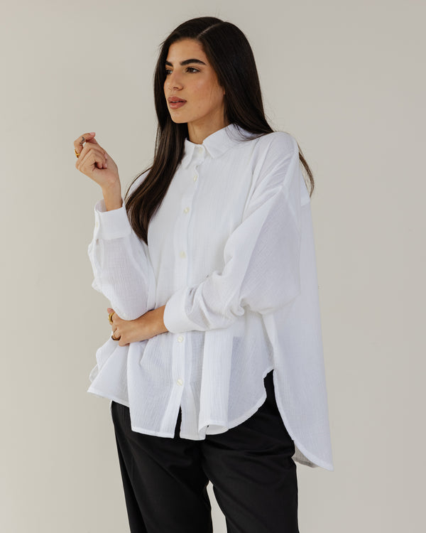 Cotton Muslin Shirt in White