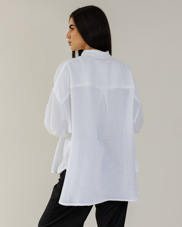 Cotton Muslin Shirt in White