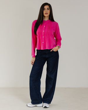 Pretty Pleates Shirt in Fuchsia