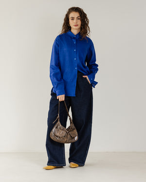 Oversized Linen Shirt in Blue