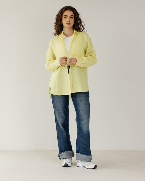 Oversized Linen Shirt in Yellow