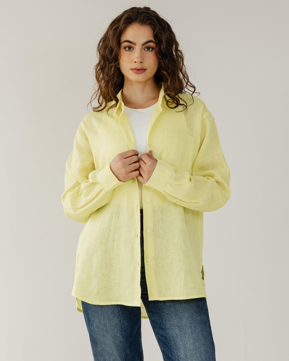 Oversized Linen Shirt in Yellow