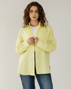 Oversized Linen Shirt in Yellow