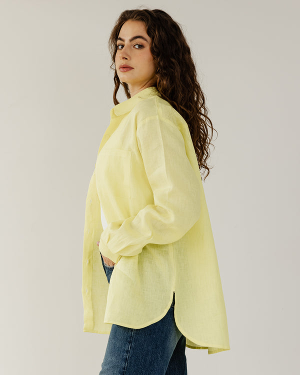 Oversized Linen Shirt in Yellow