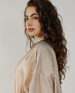 Oversized Shimmer Shirt in Rose Gold