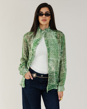Printed Chiffon Shirt in Green
