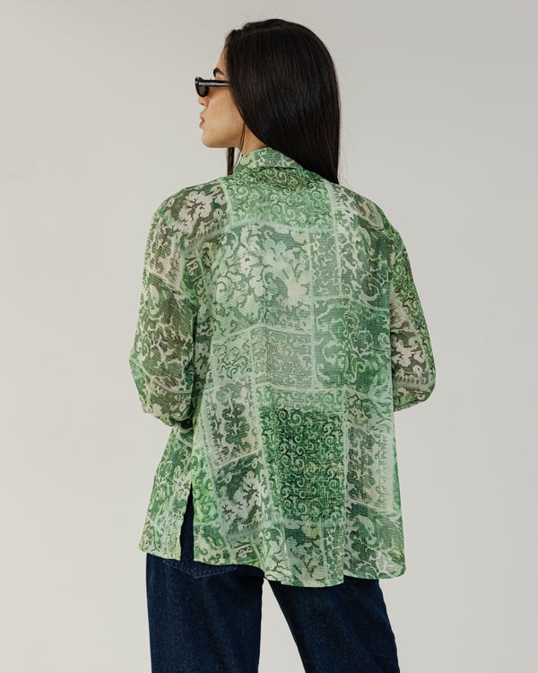 Printed Chiffon Shirt in Green