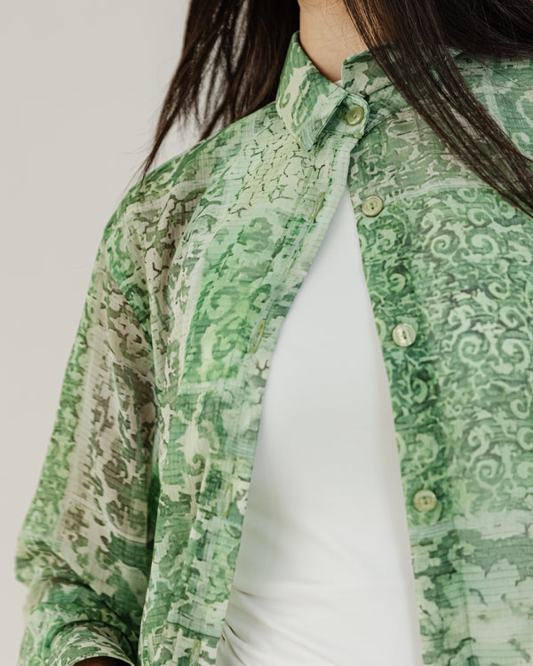 Printed Chiffon Shirt in Green