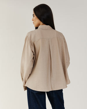 Crinkled Shirt in Beige