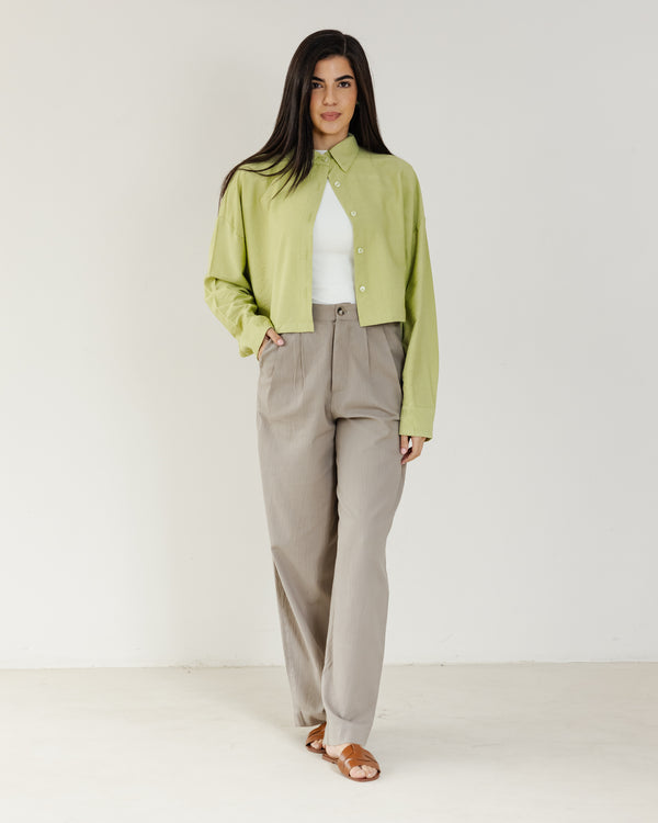 Just Like Me Cropped Shirt in Lime