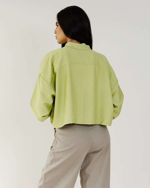 Just Like Me Cropped Shirt in Lime