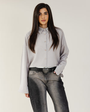 Just Like Me Cropped Shirt in Grey