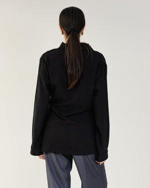 Crinkled Crossover Blazer in Black