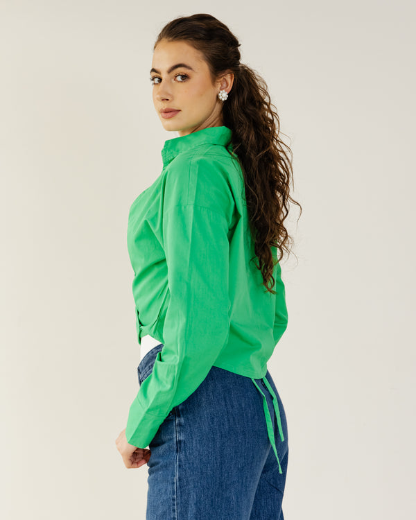 Tied-to-You Cropped Shirt in Green