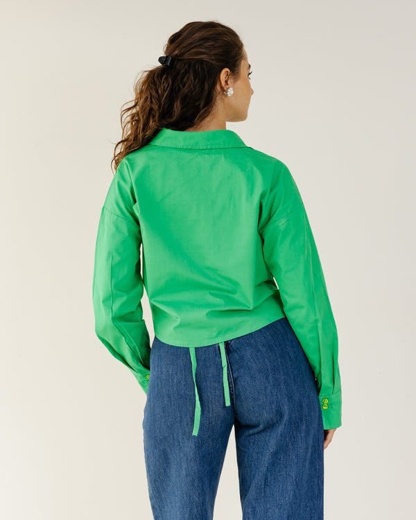 Tied-to-You Cropped Shirt in Green