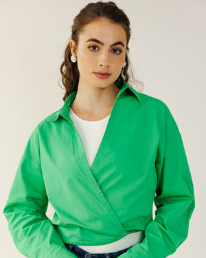 Tied-to-You Cropped Shirt in Green