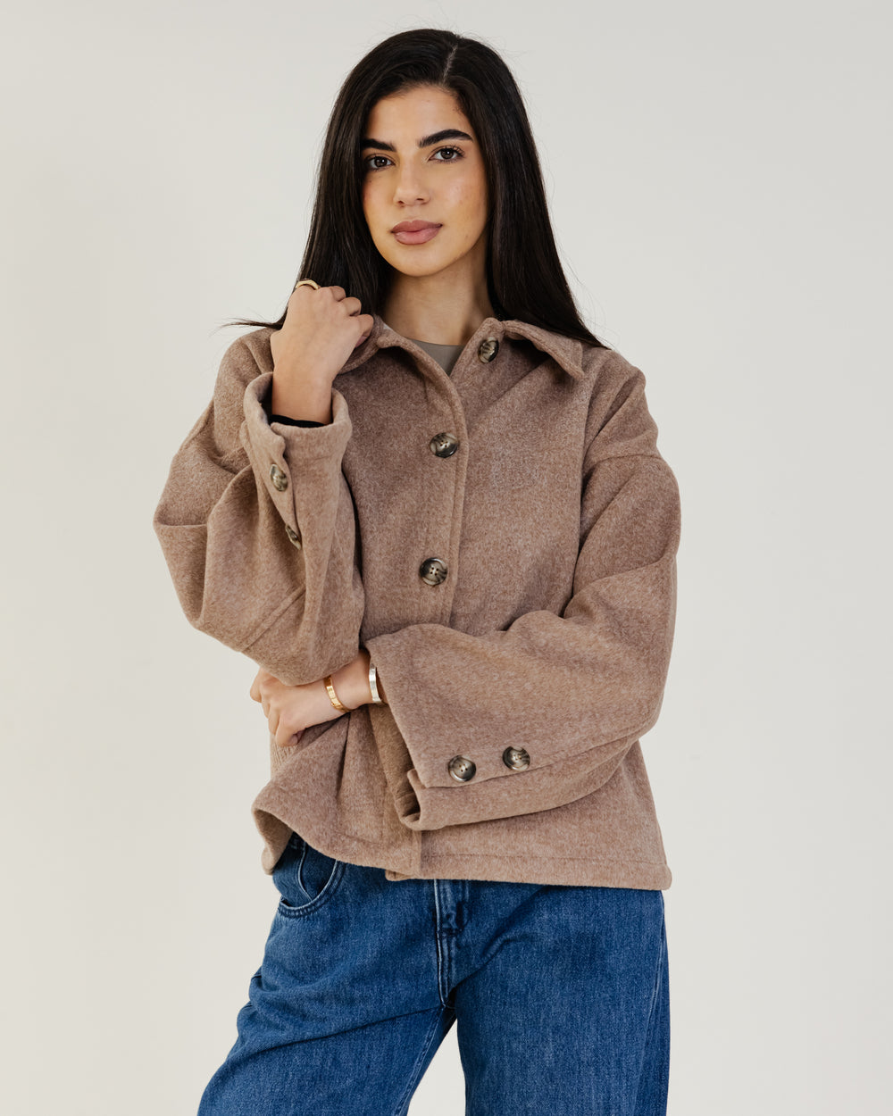 Felt Jacket in Beige