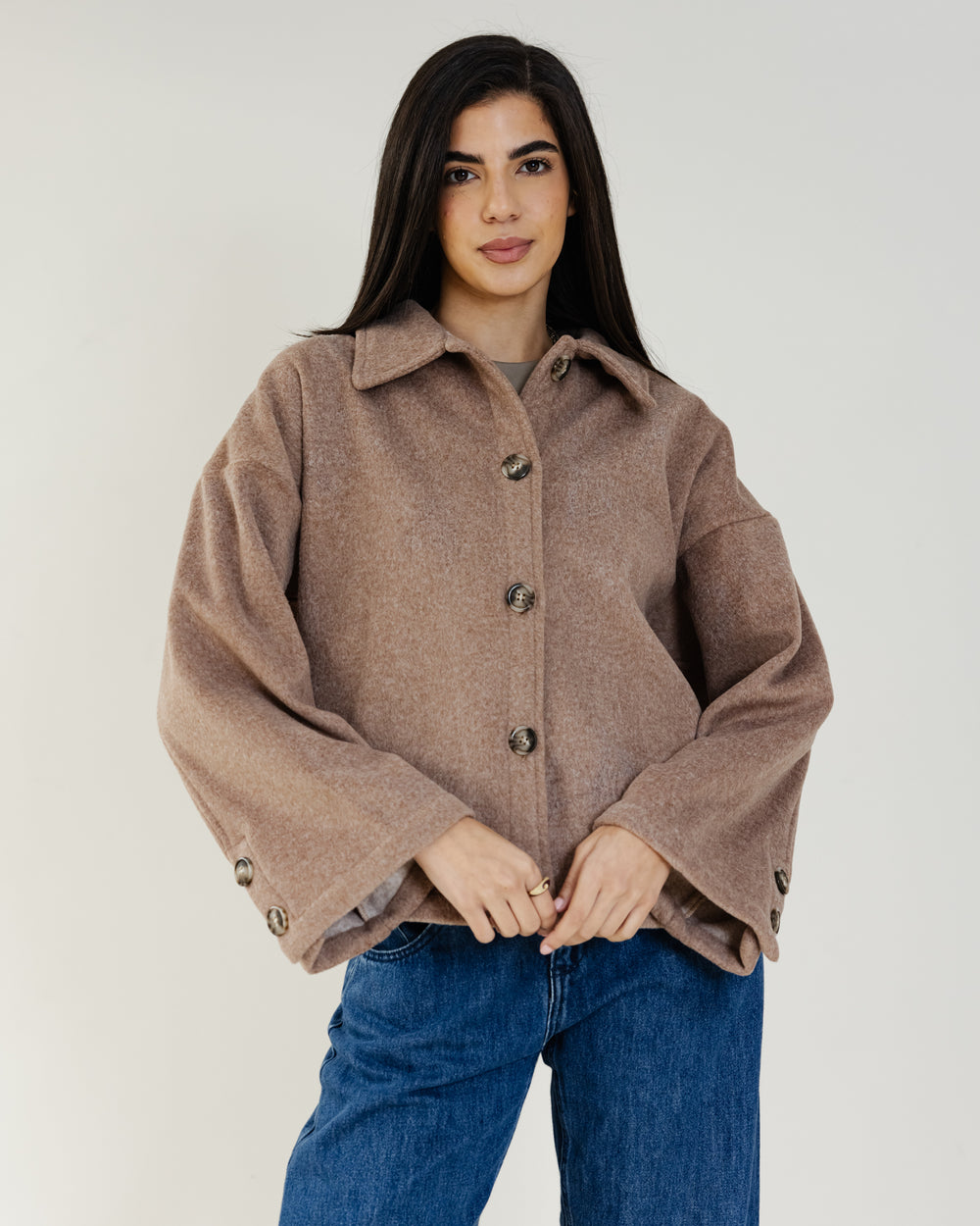 Felt Jacket in Beige
