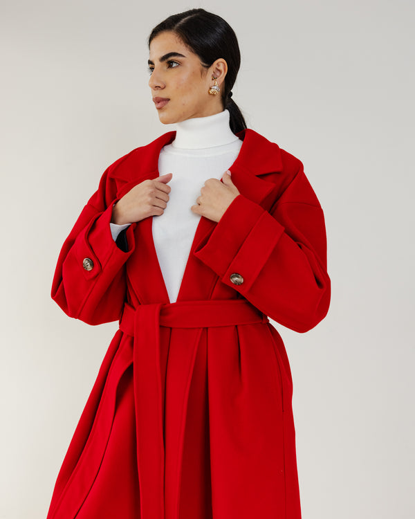 Midnight in Paris Coat in Red