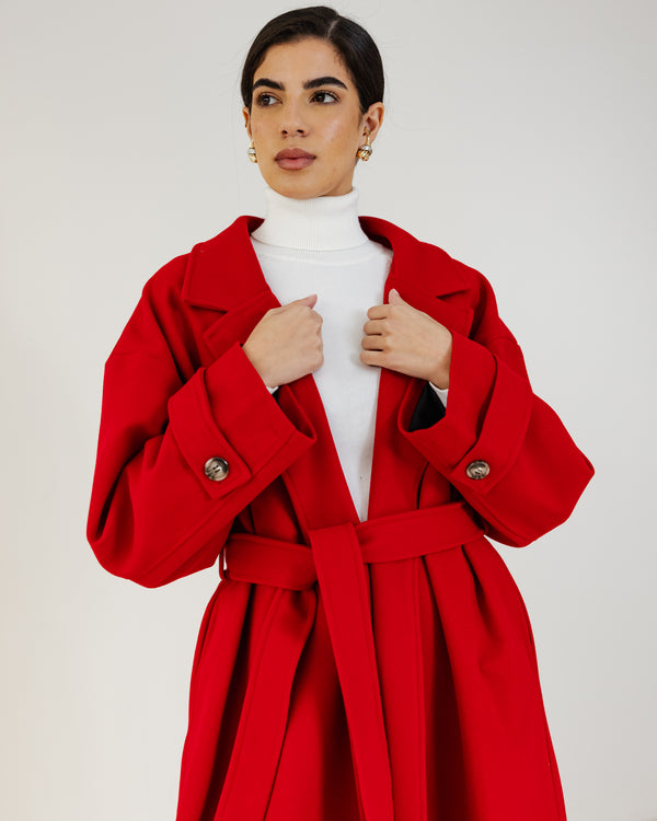 Midnight in Paris Coat in Red