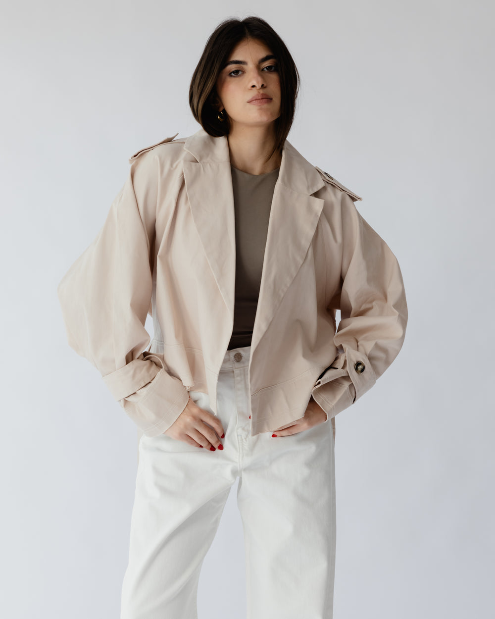Hit The City Trench Jacket in Beige