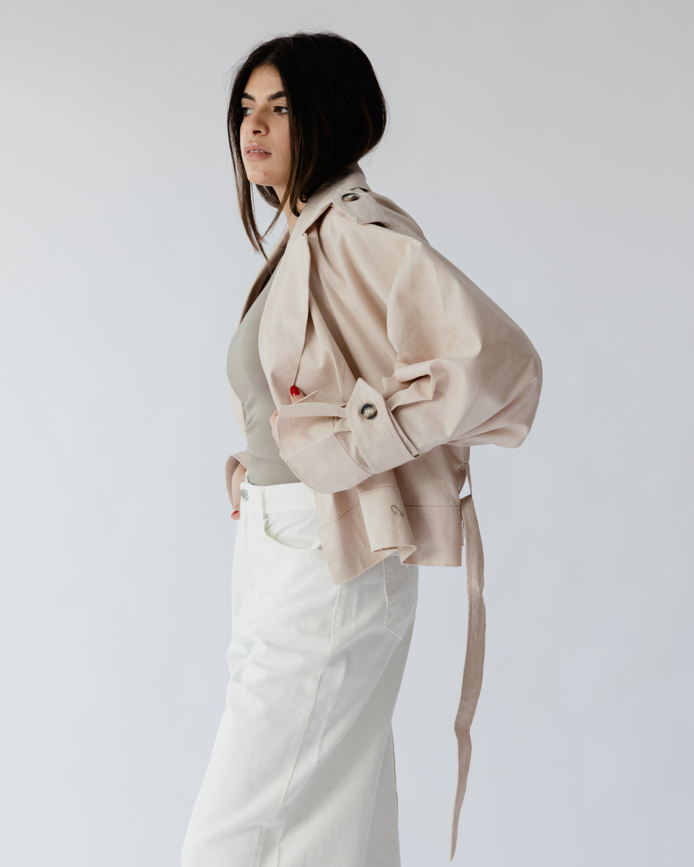 Hit The City Trench Jacket in Beige