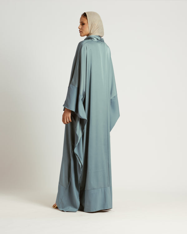 Scarfed Kaftan Dress in Steel Blue