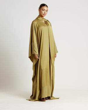 Scarfed Kaftan Dress in Lime