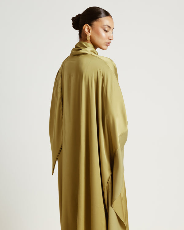 Scarfed Kaftan Dress in Lime