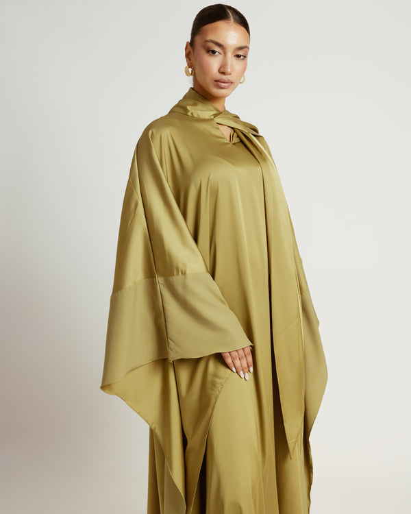 Scarfed Kaftan Dress in Lime