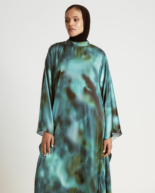 Green Patterned Kaftan Dress