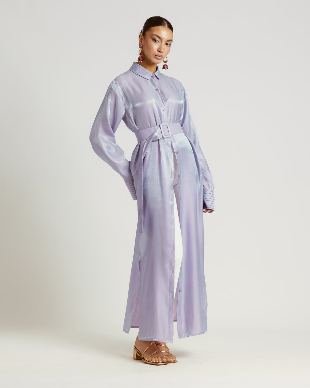 Shimmer Shirtdress in Lilac