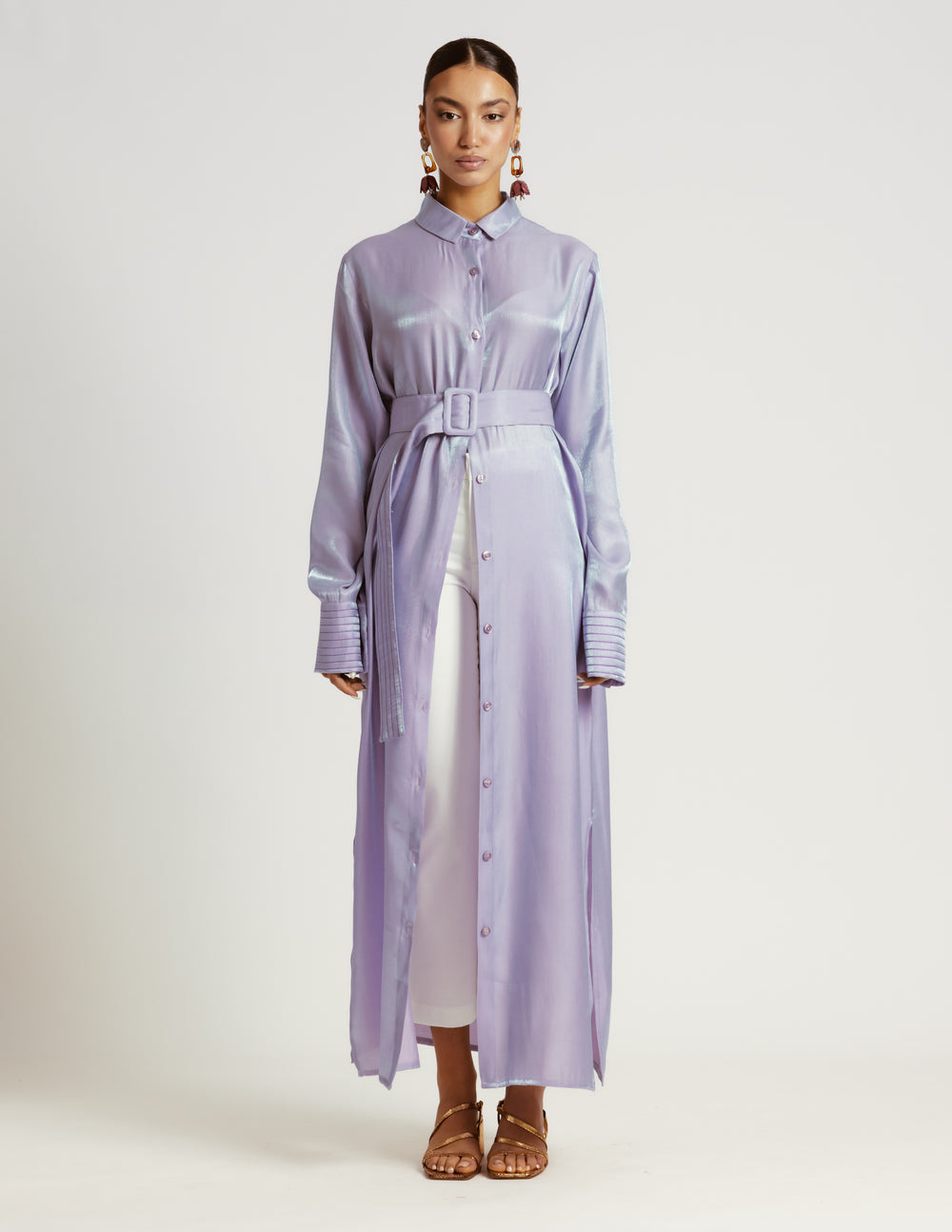 Shimmer Shirtdress in Lilac