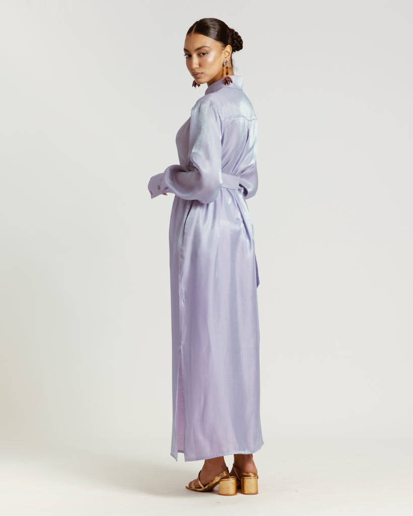Shimmer Shirtdress in Lilac