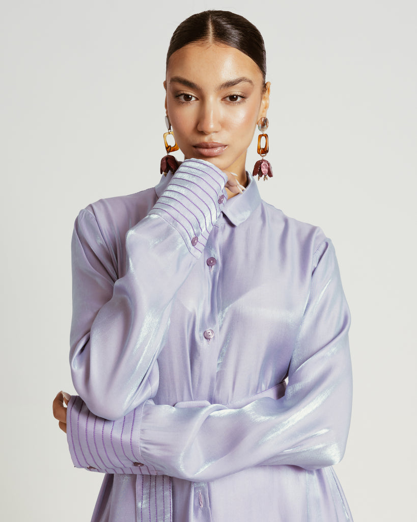 Shimmer Shirtdress in Lilac