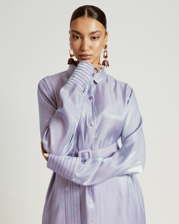 Shimmer Shirtdress in Lilac