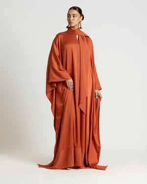 Scarfed Kaftan Dress in Brick