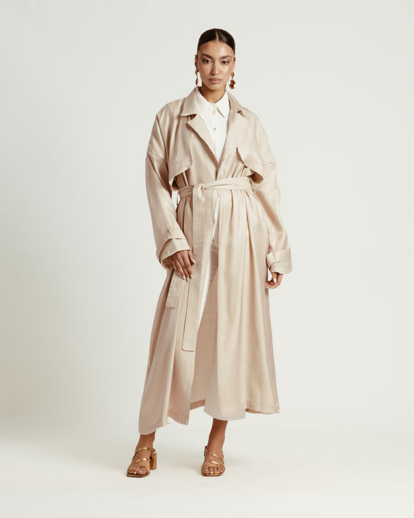 Shimmer Trench in Beige