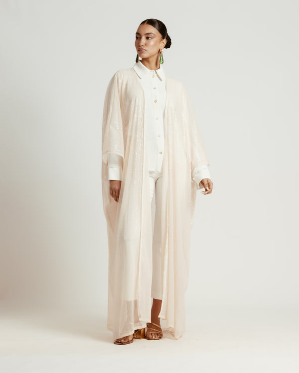 Sequin Kaftan in Nude