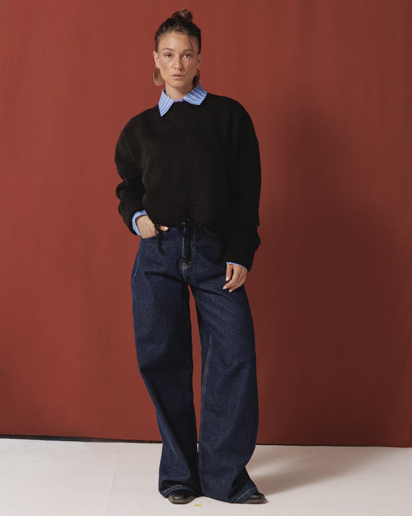 Fringed Sweater in Black