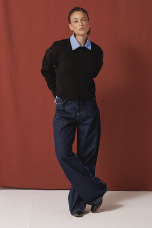 Fringed Sweater in Black