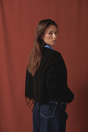 Fringed Sweater in Black