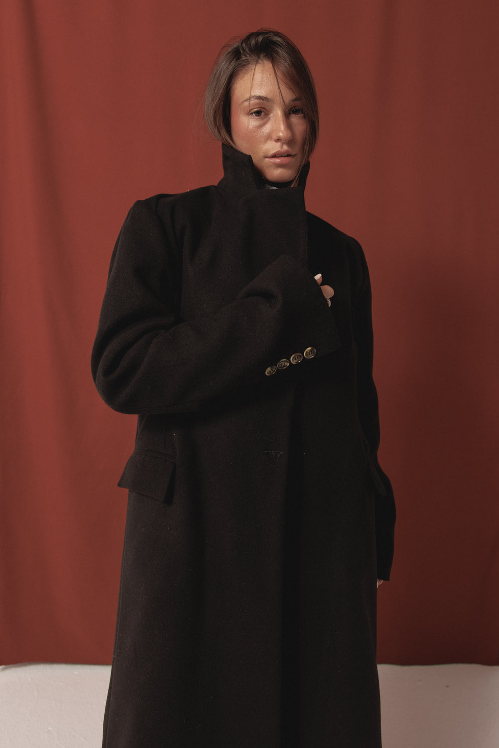 Structured Wool Coat in Black