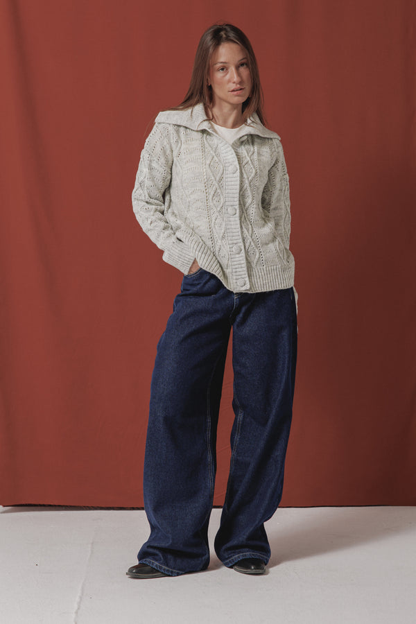 Cable Knit Sweater in Grey