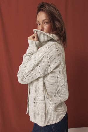Cable Knit Sweater in Grey