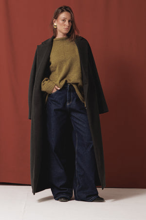 Structured Wool Coat in Dark Grey