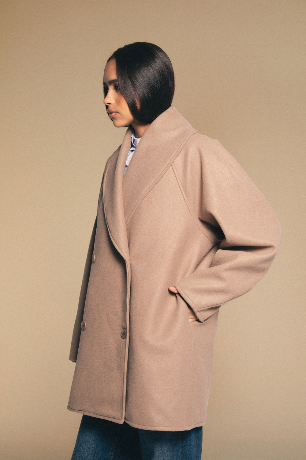 Double Breasted Cardigan in Cafe