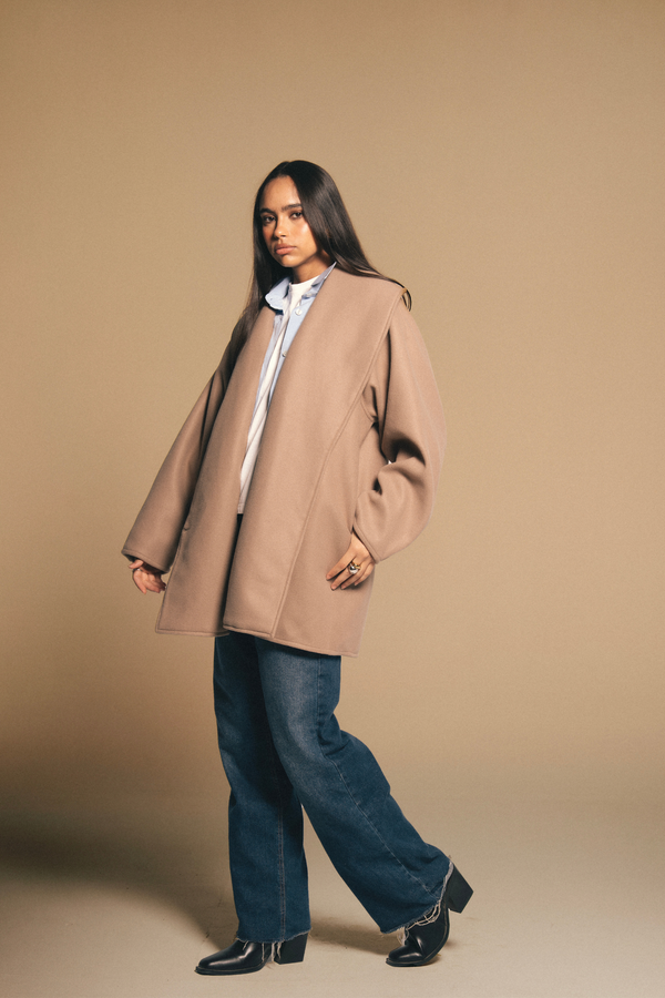 Double Breasted Cardigan in Cafe